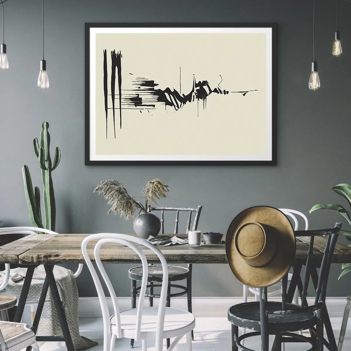 Pôster com moldura preta - Abstração apressada - 100x70 cm