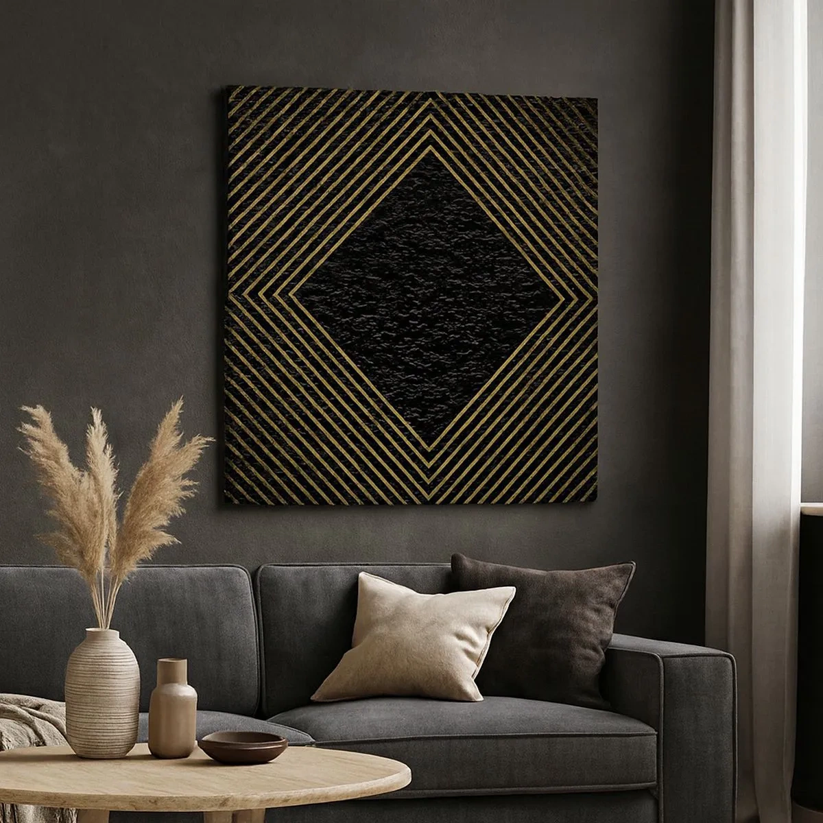 Quadro em tela - Geometria em estilo glamoroso - 30x30 cm