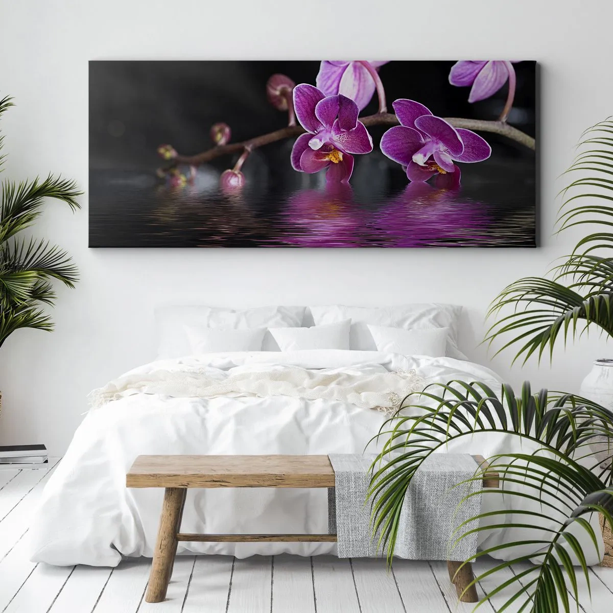 Quadro em tela - Reflexo lilás da beleza - 120x50 cm