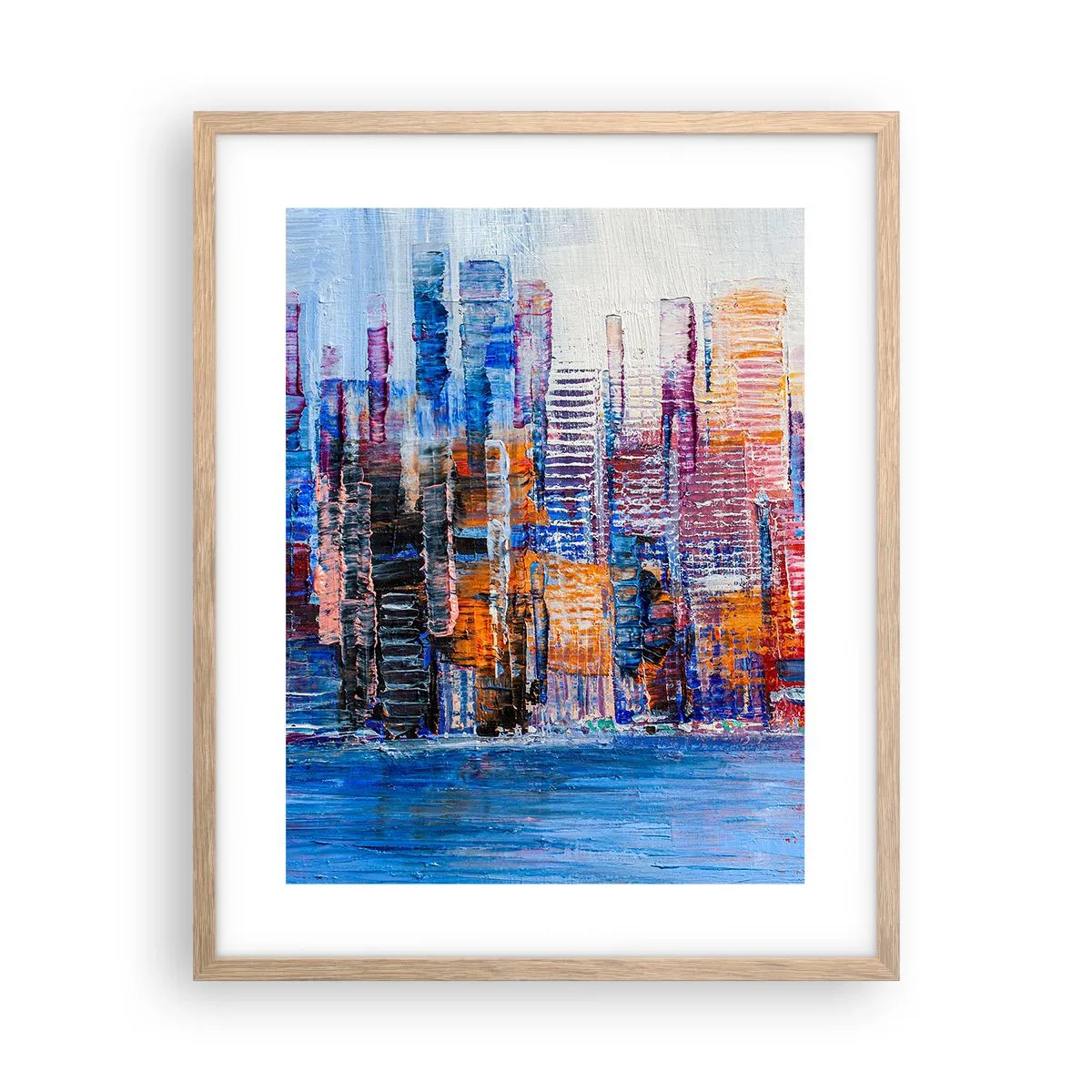 Pôster com moldura de carvalho claro - Metrópole alegre - 40x50 cm