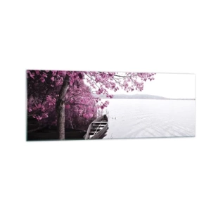 Quadro em vidro - Em silêncio cor-de-rosa - 140x50 cm