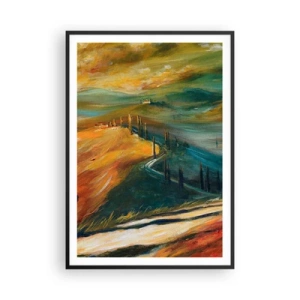 Pôster com moldura preta - Paisagem da Toscana - 70x100 cm