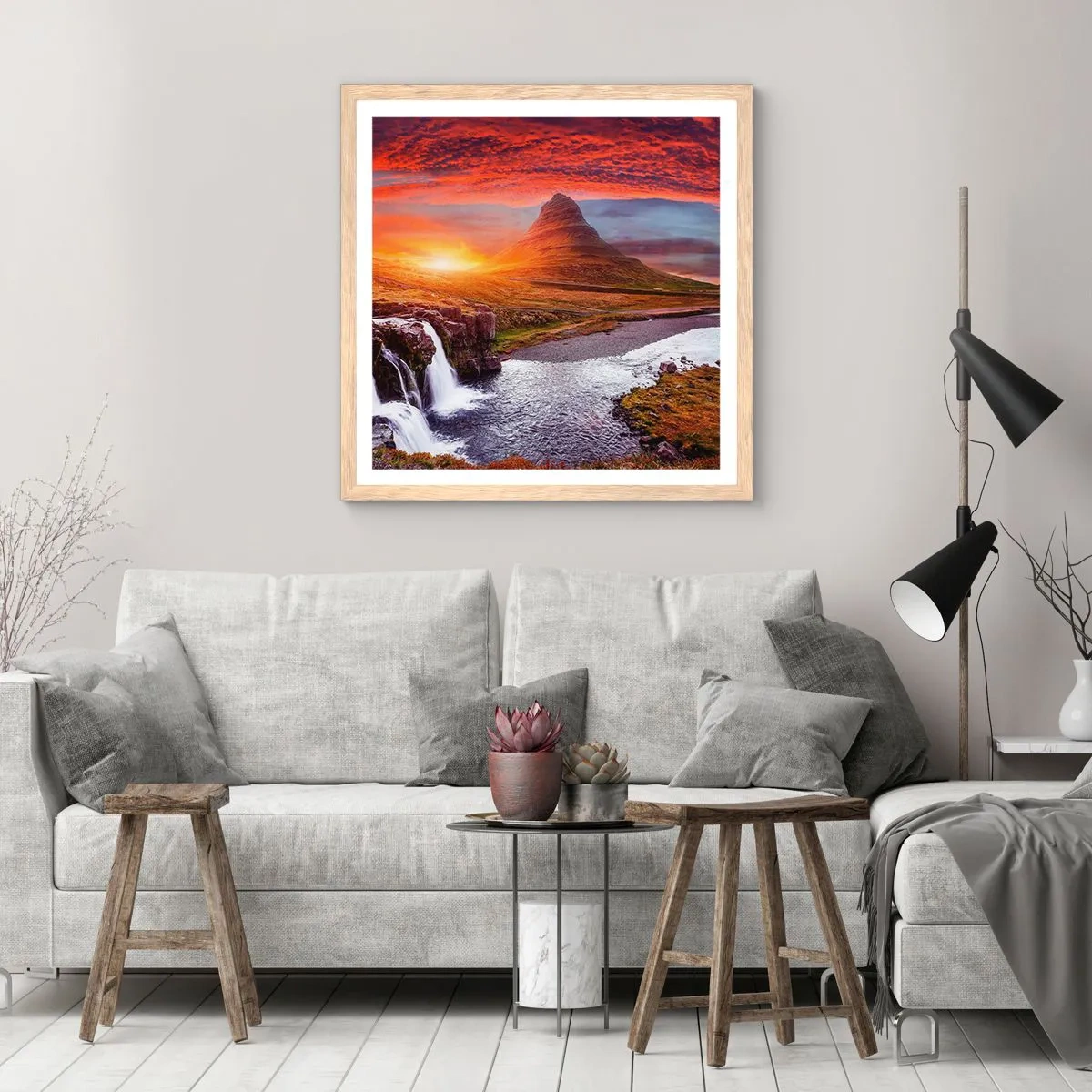 Pôster com moldura de carvalho claro - A vista da Terra Média - 40x40 cm