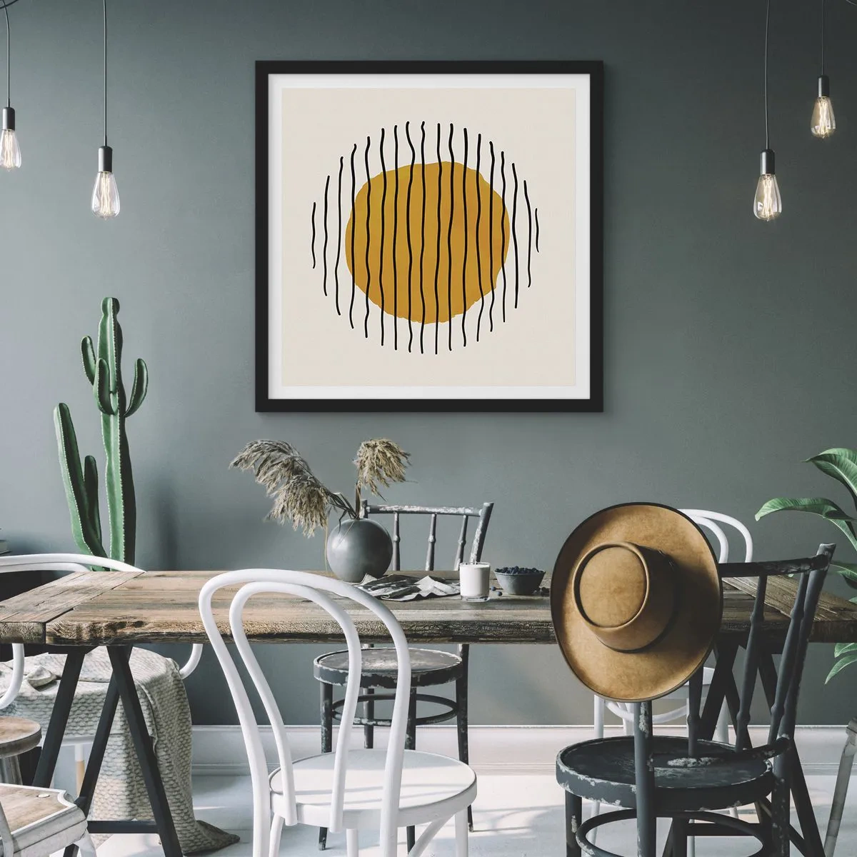 Pôster com moldura preta - Abstração a tremer com o calor - 60x60 cm