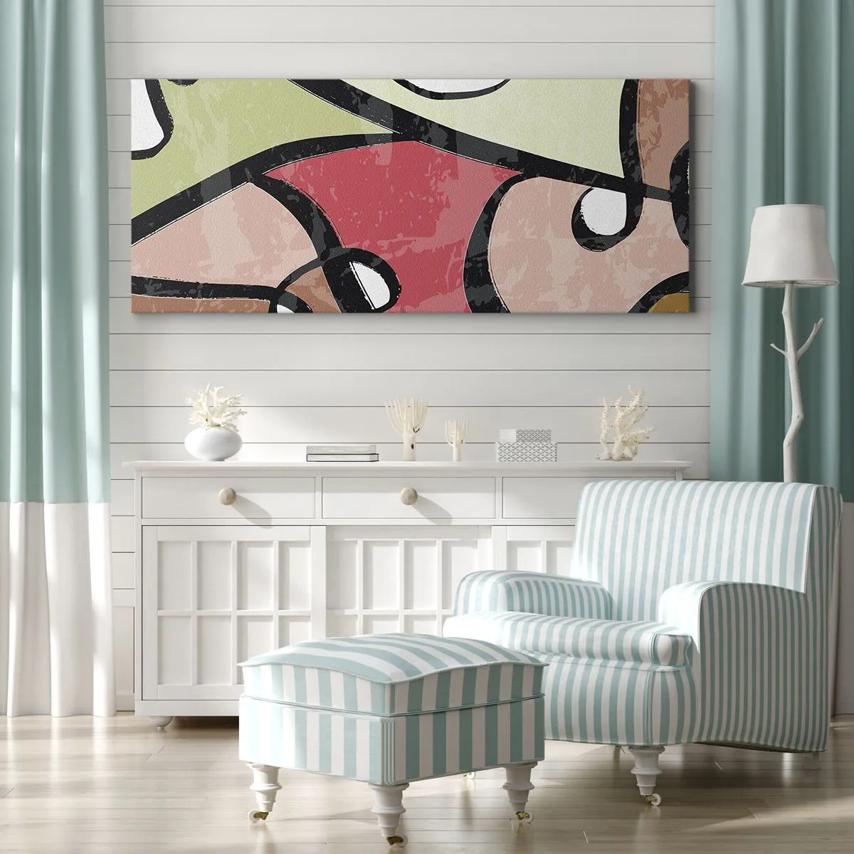 Quadro em tela - Piruetas entre cores - 120x50 cm