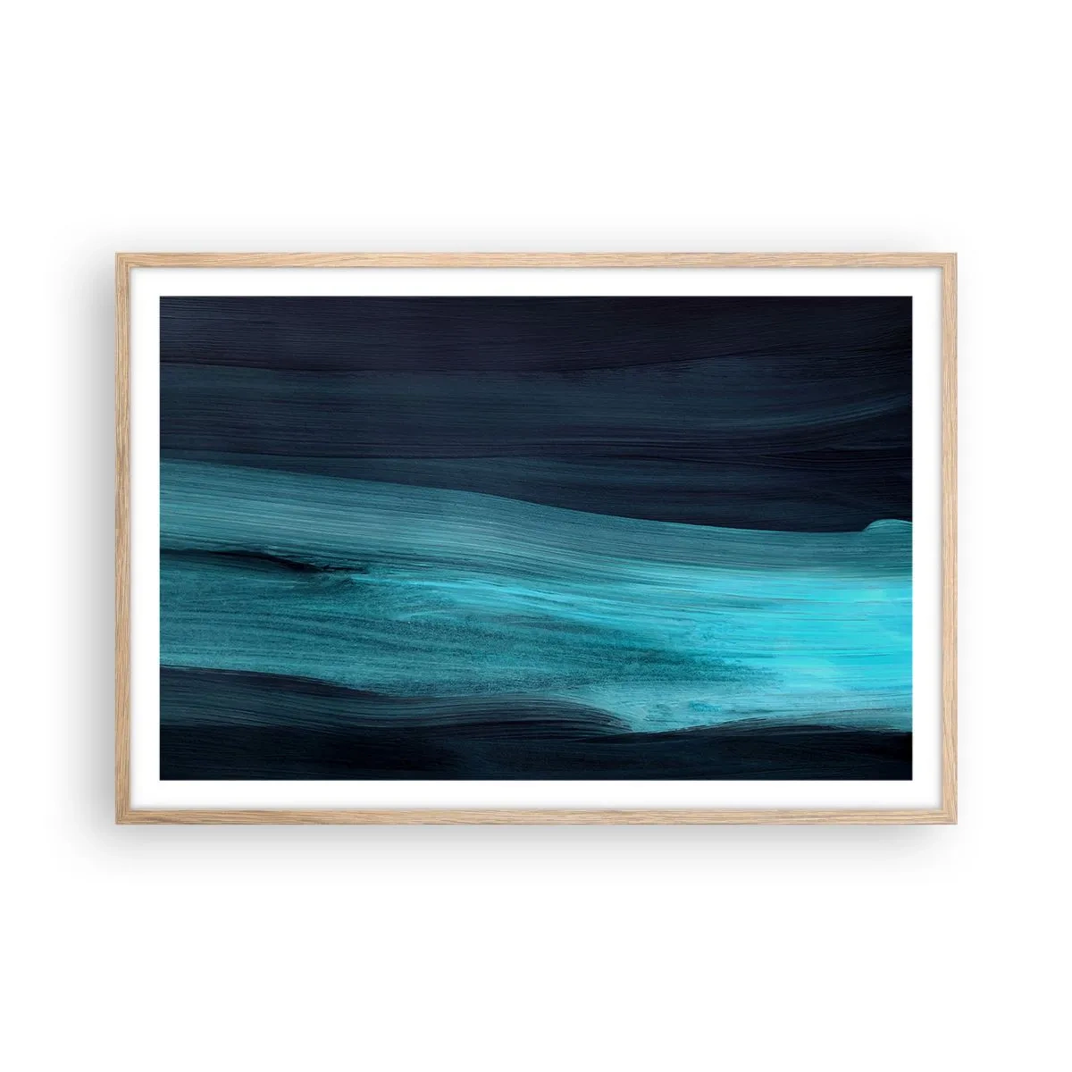 Pôster com moldura de carvalho claro - Vá com o fluxo - 91x61 cm