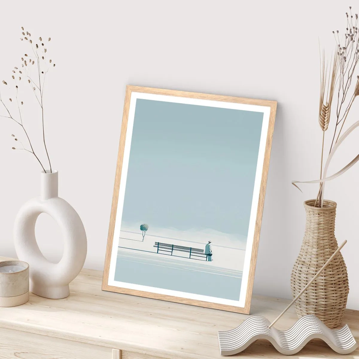 Pôster com moldura de carvalho claro - Sim, estou esperando. - 61x91 cm