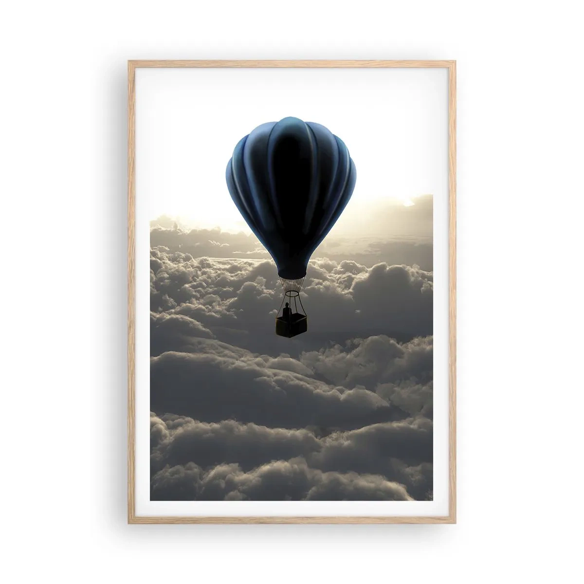Pôster com moldura de carvalho claro - Andarilho acima das nuvens - 70x100 cm