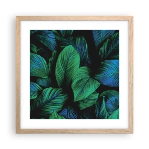 Pôster com moldura de carvalho claro - Na multidão verde - 40x40 cm