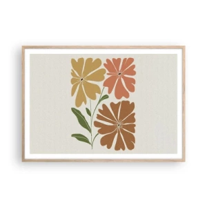 Pôster com moldura de carvalho claro - Natureza e geometria - 100x70 cm