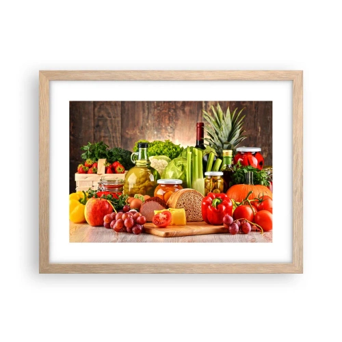 Pôster com moldura de carvalho claro - Defumados, cozidos, em conserva - 40x30 cm