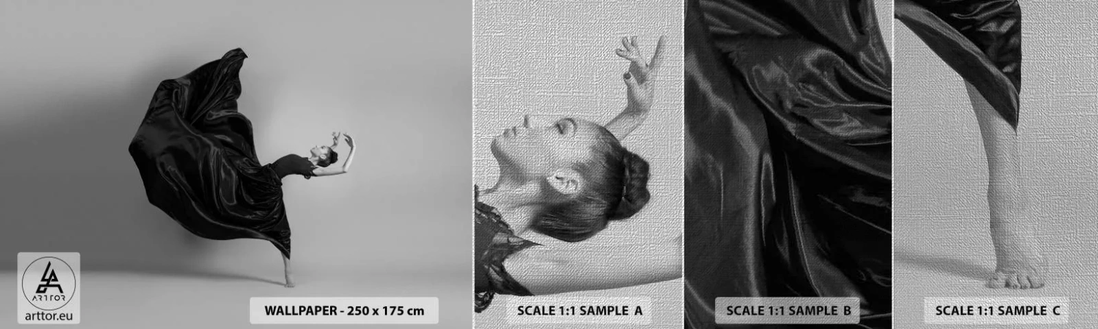 Amostra de papel de parede Premium Canvas - Com as asas da música - Dança, Mulher, Dançarino - 100x30 cm