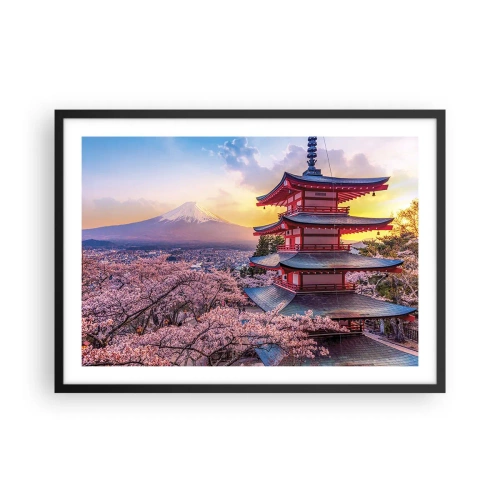 Pôster com moldura preta - A essência do espírito japonês - 70x50 cm