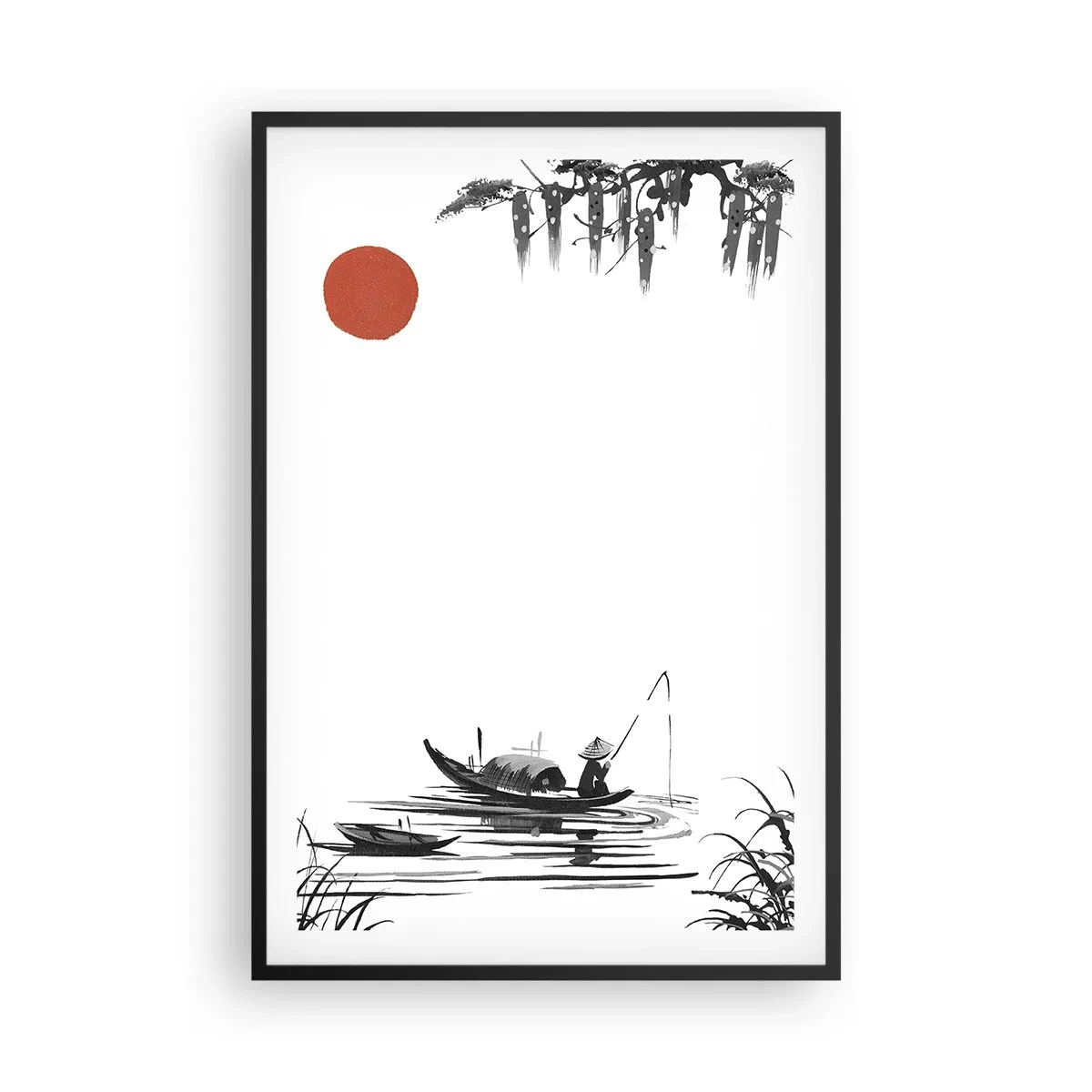 Pôster com moldura preta - Tarde asiática - 61x91 cm