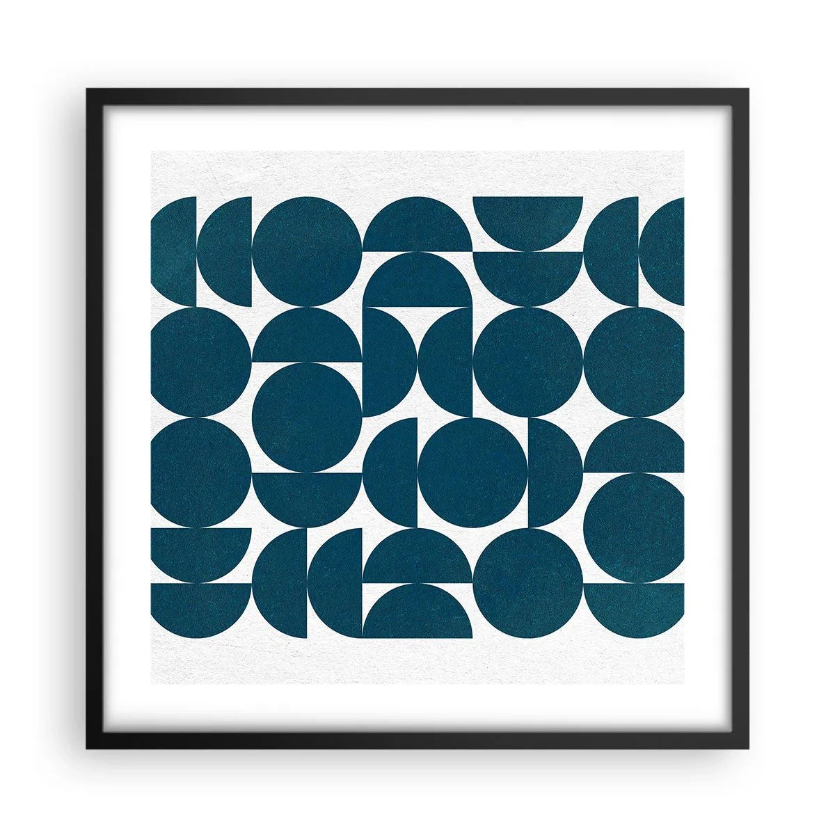 Pôster com moldura preta - Círculos e semicírculos - 50x50 cm