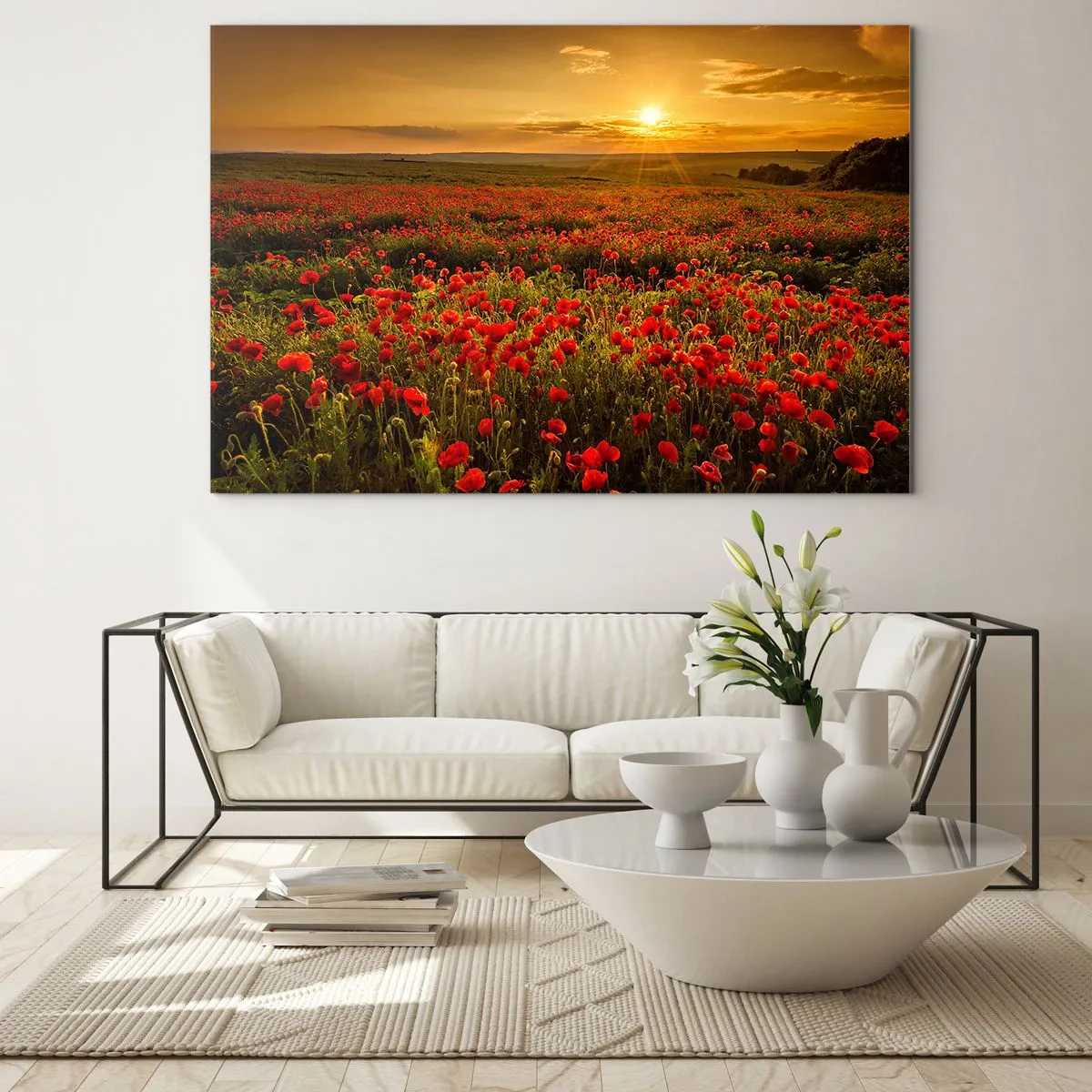 Quadro em vidro - Entre o farfalhar da onda de prados, entre o dilúvio das flores - 120x80 cm