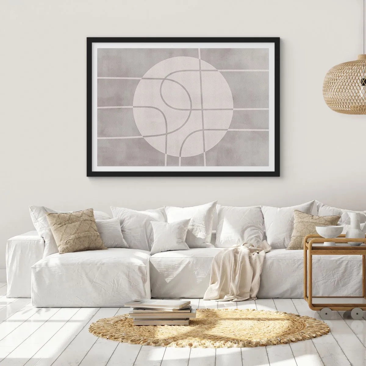Pôster com moldura preta - Circular e direto - 70x50 cm