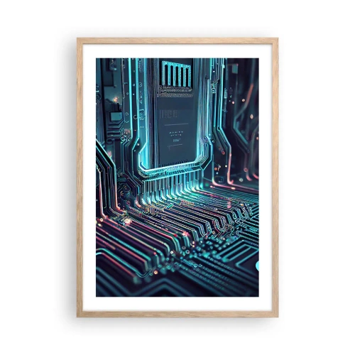 Pôster com moldura de carvalho claro - Só estou a pensar... - 50x70 cm