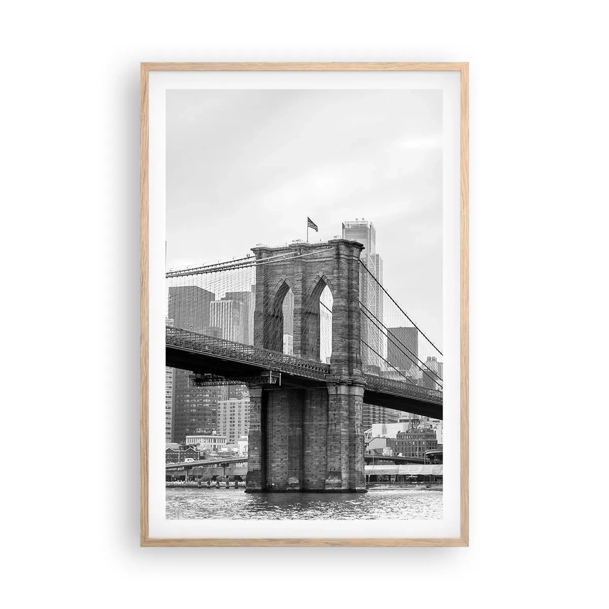 Pôster com moldura de carvalho claro - Vibrações de Nova York - 61x91 cm