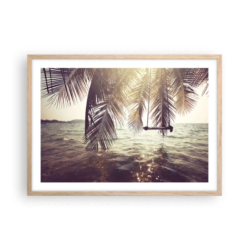 Pôster com moldura de carvalho claro - Deixe-se levar pela imaginação - 70x50 cm