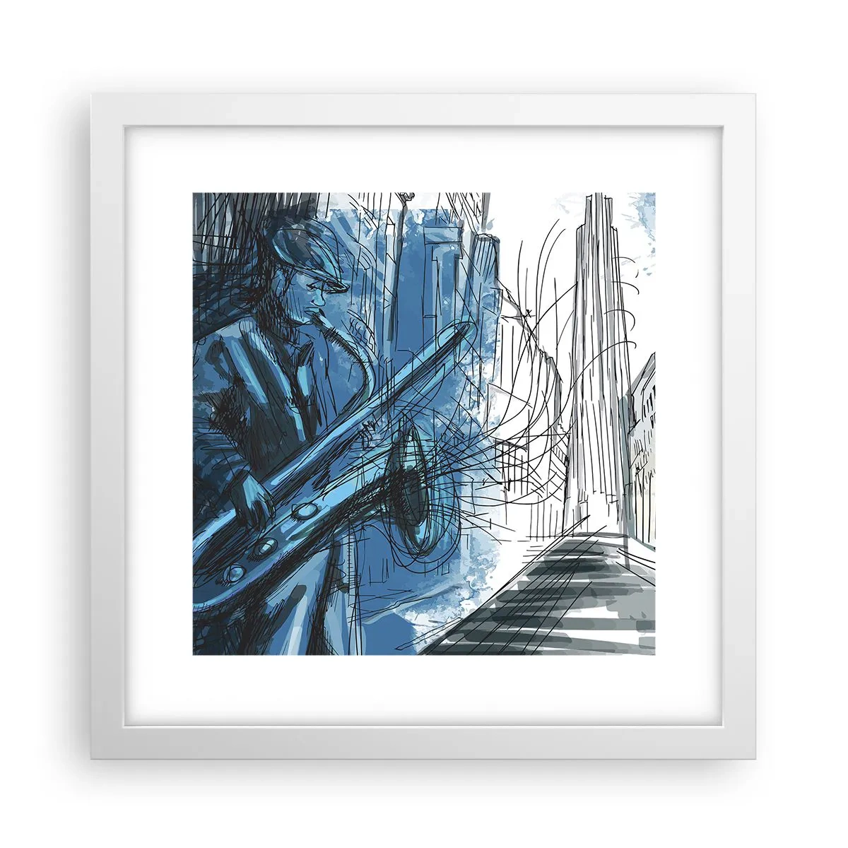 Pôster em moldura branca - Rapsódia Urbana - 30x30 cm