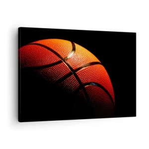 Quadro em tela - Close-up de uma bola de basquete contra um fundo preto - 70x50cm - Linda como um planeta - Decoração de parede moderna para a sala de estar e quarto ARTTOR