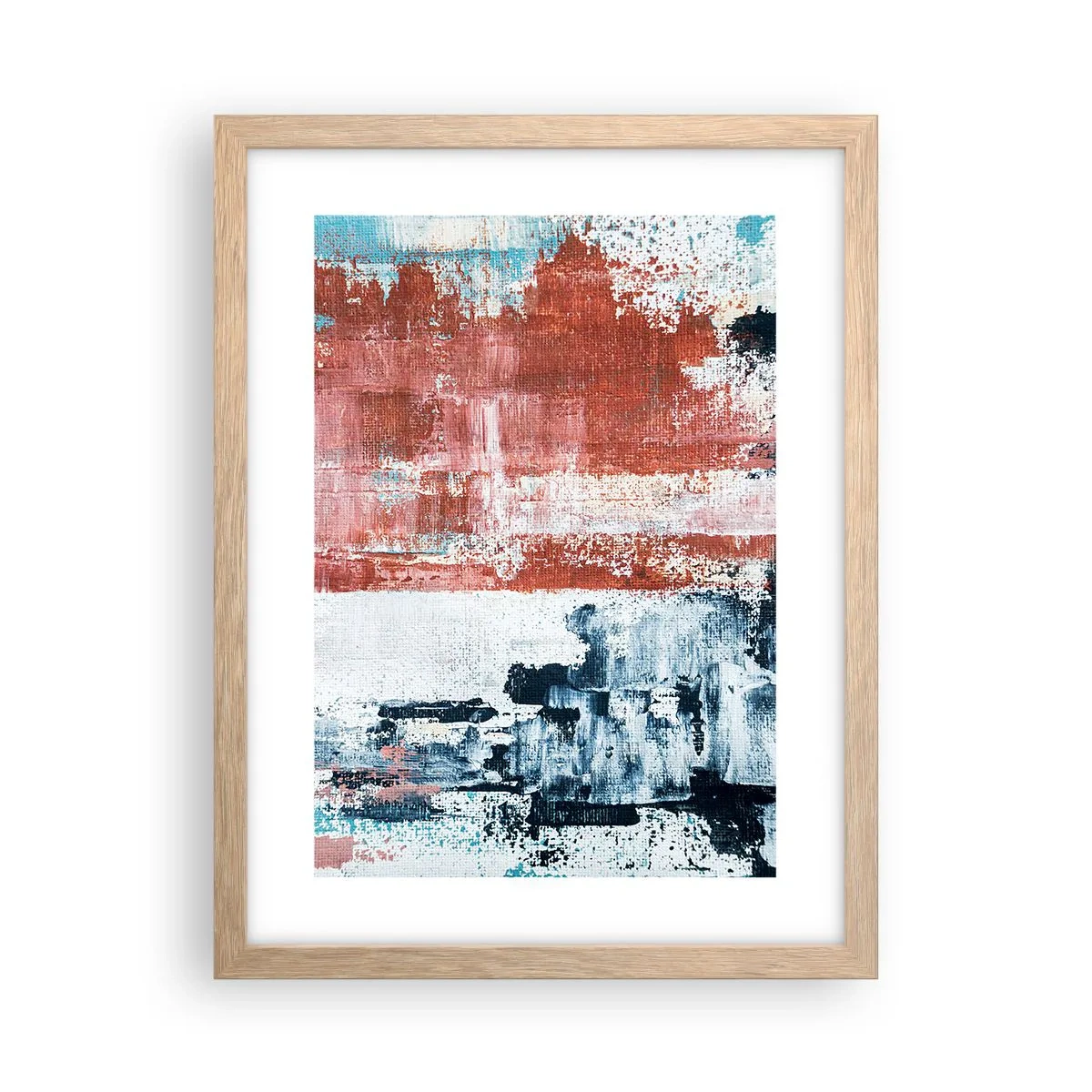 Pôster com moldura de carvalho claro - Meio a meio abstrato - 30x40 cm