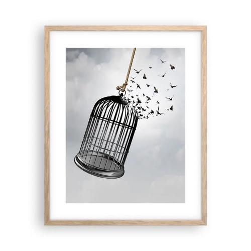 Pôster com moldura de carvalho claro - Fé... Esperança... Liberdade! - 40x50 cm