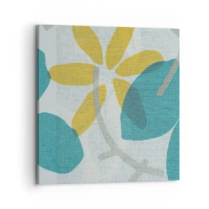Quadro em tela - Entre as folhas azuis - 70x70 cm
