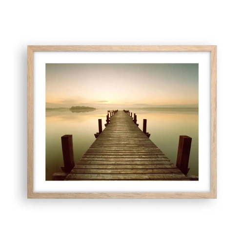 Pôster com moldura de carvalho claro - Antes do amanhecer, nascer do sol, luz - 50x40 cm