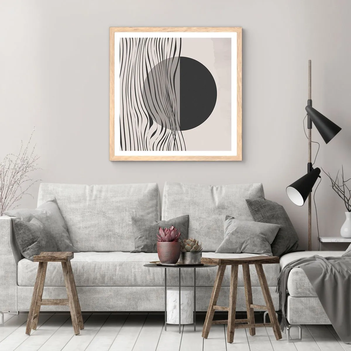 Pôster com moldura de carvalho claro - Composição da metade - 50x50 cm