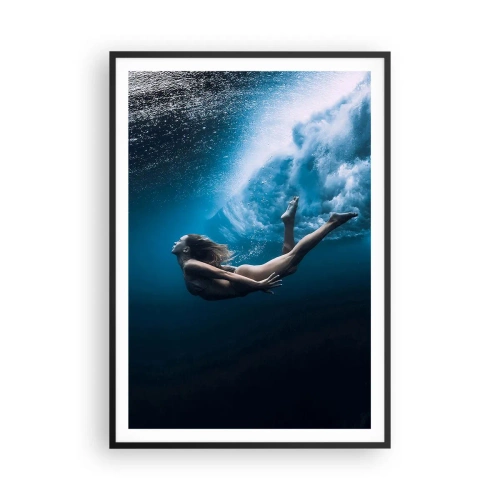 Pôster com moldura preta - Sereia moderna - 70x100 cm