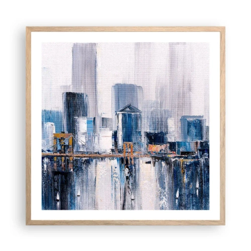 Pôster com moldura de carvalho claro - Impressão de Nova York - 60x60 cm