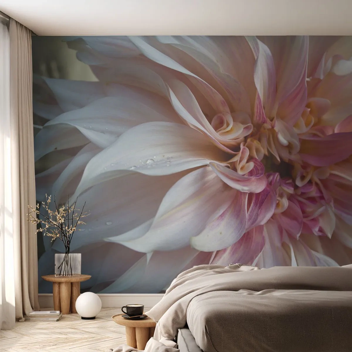 Papel de Parede Premium Sand - Frescor florescente - Flor, Dália, Plantar - 100x70 cm