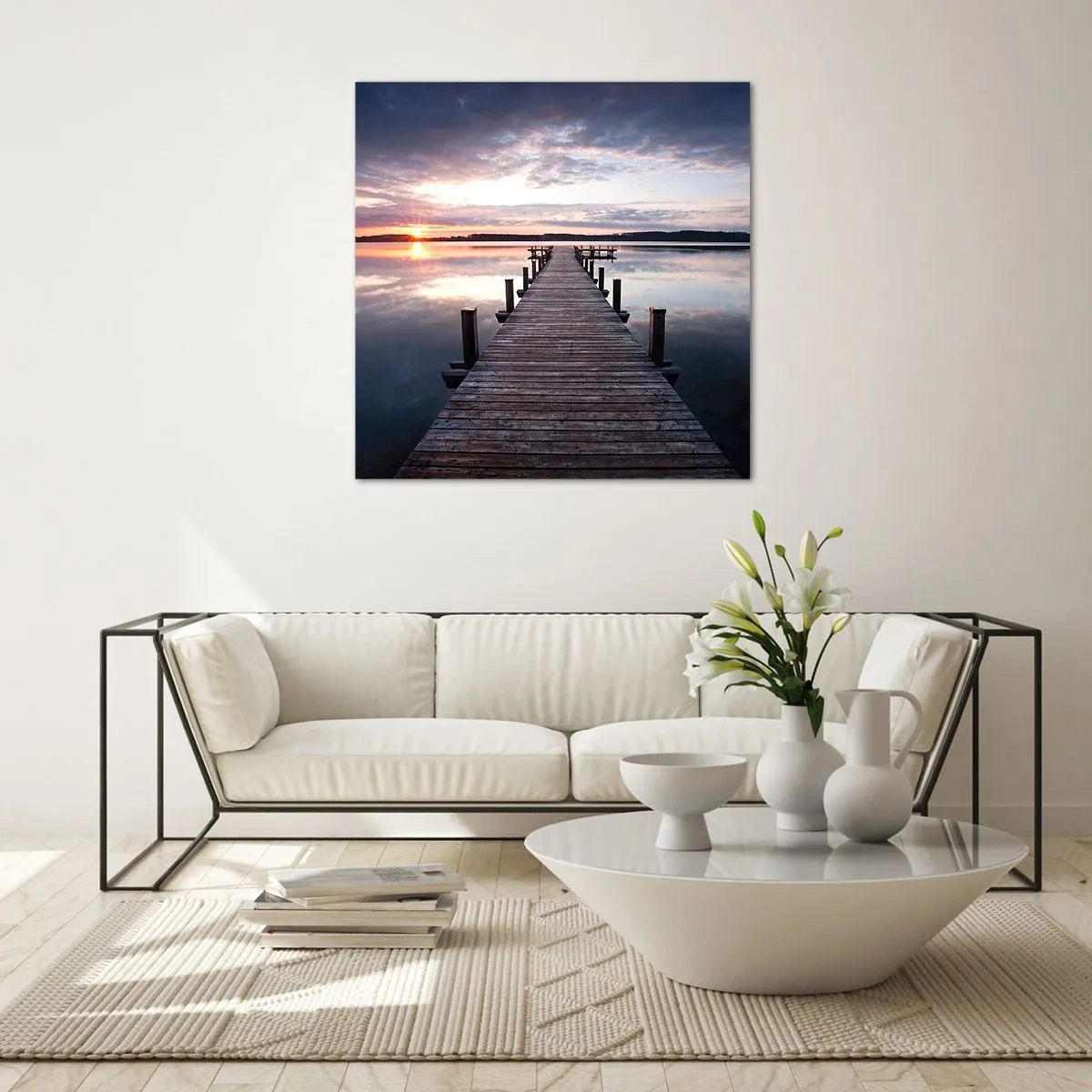 Quadro em vidro - A tranquila fronteira do dia e da noite - 70x70 cm