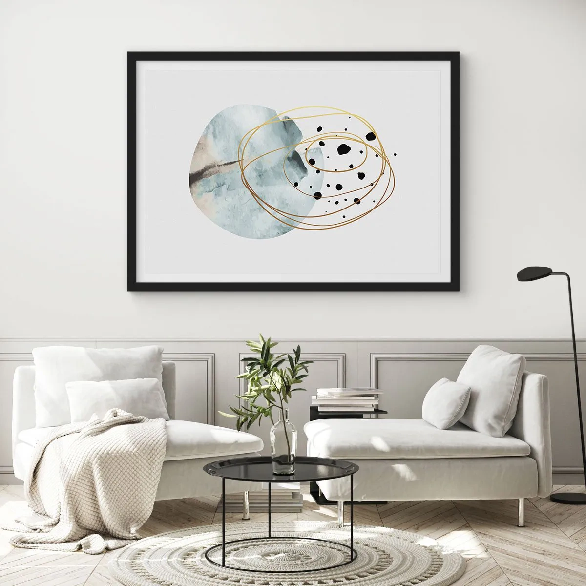 Pôster com moldura preta - No abraço ao espaço - 70x50 cm