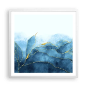 Pôster em moldura branca - Azul dourado - 60x60 cm