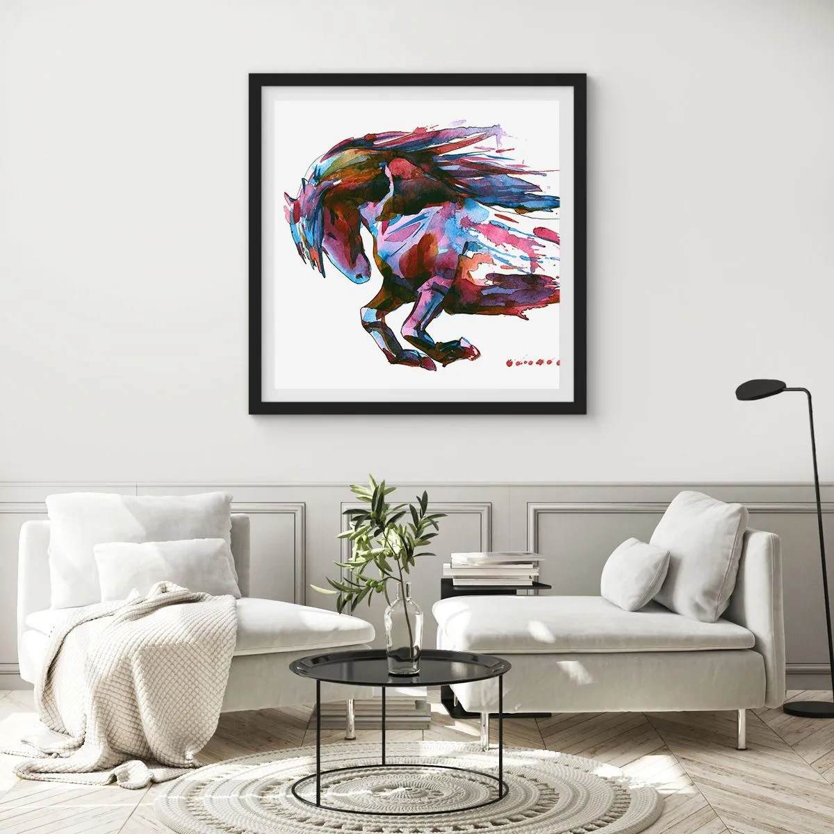Pôster com moldura preta - Em êxtase - 40x40 cm