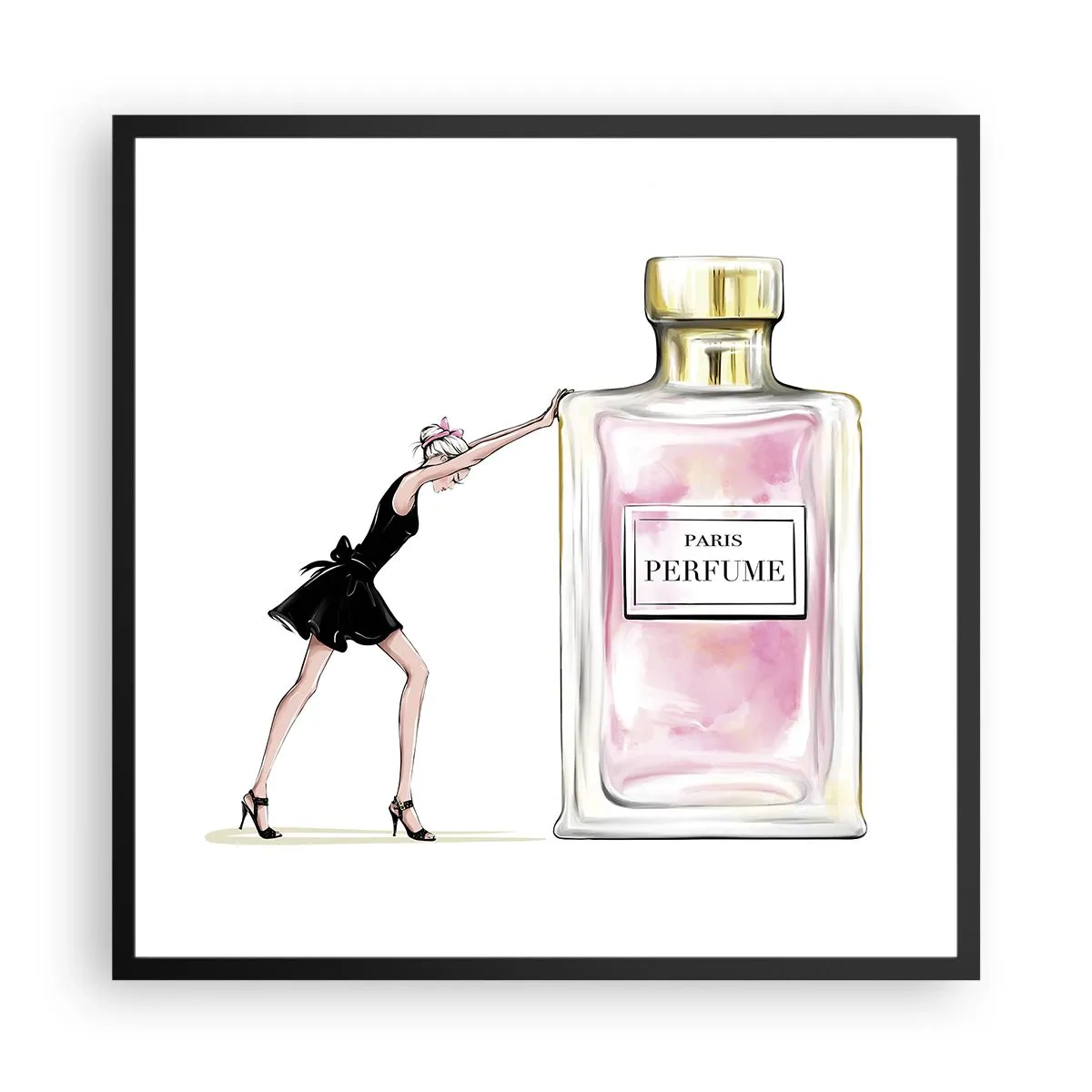 Pôster com moldura preta - A essência da feminilidade - 60x60 cm