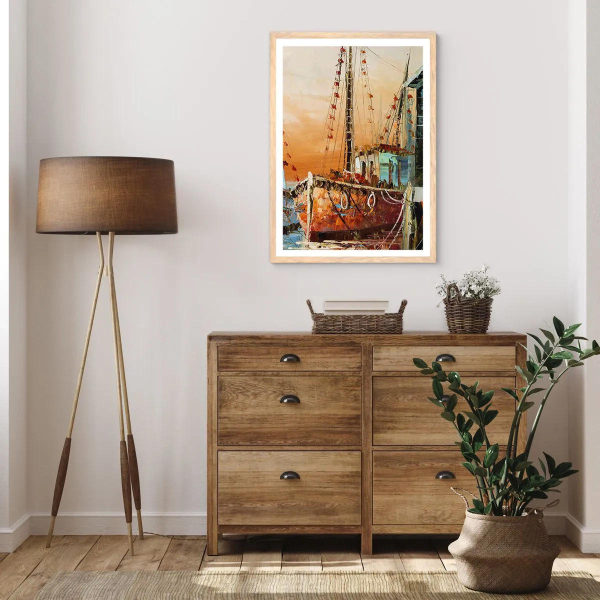 Pôster com moldura de carvalho claro - Um regresso tranquilo - 40x50 cm