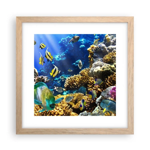 Pôster com moldura de carvalho claro - Tráfego intenso no percurso de férias - 30x30 cm