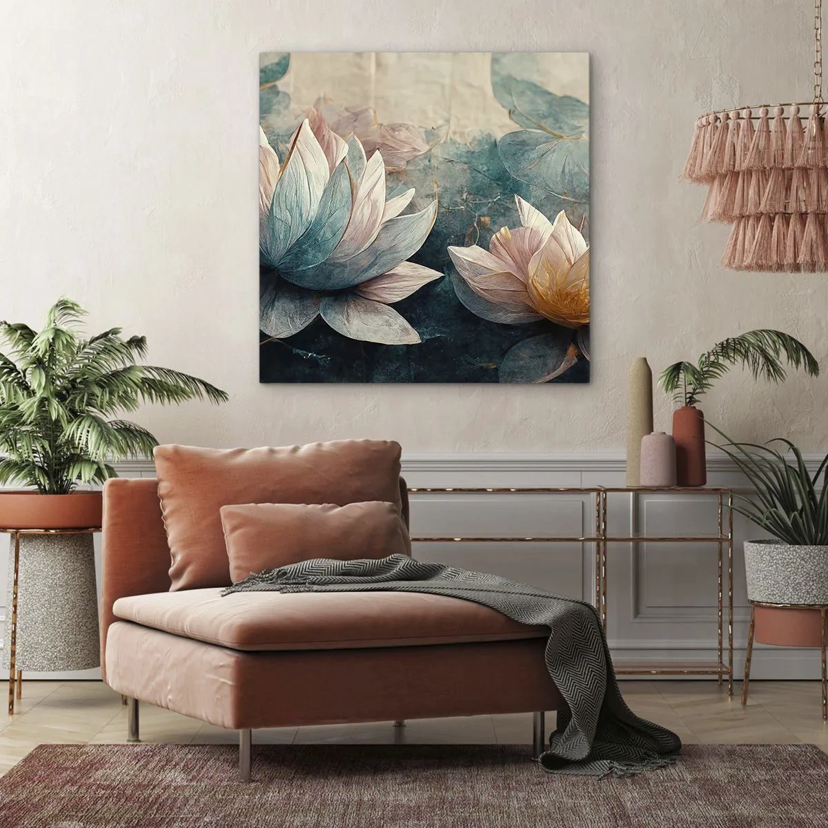 Quadro em tela - Estrelas do lago - 50x50 cm