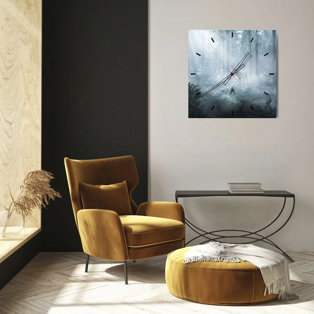 Relógio de parede - Relógio em vidro - Passeio matinal à volta da propriedade - 40x40 cm