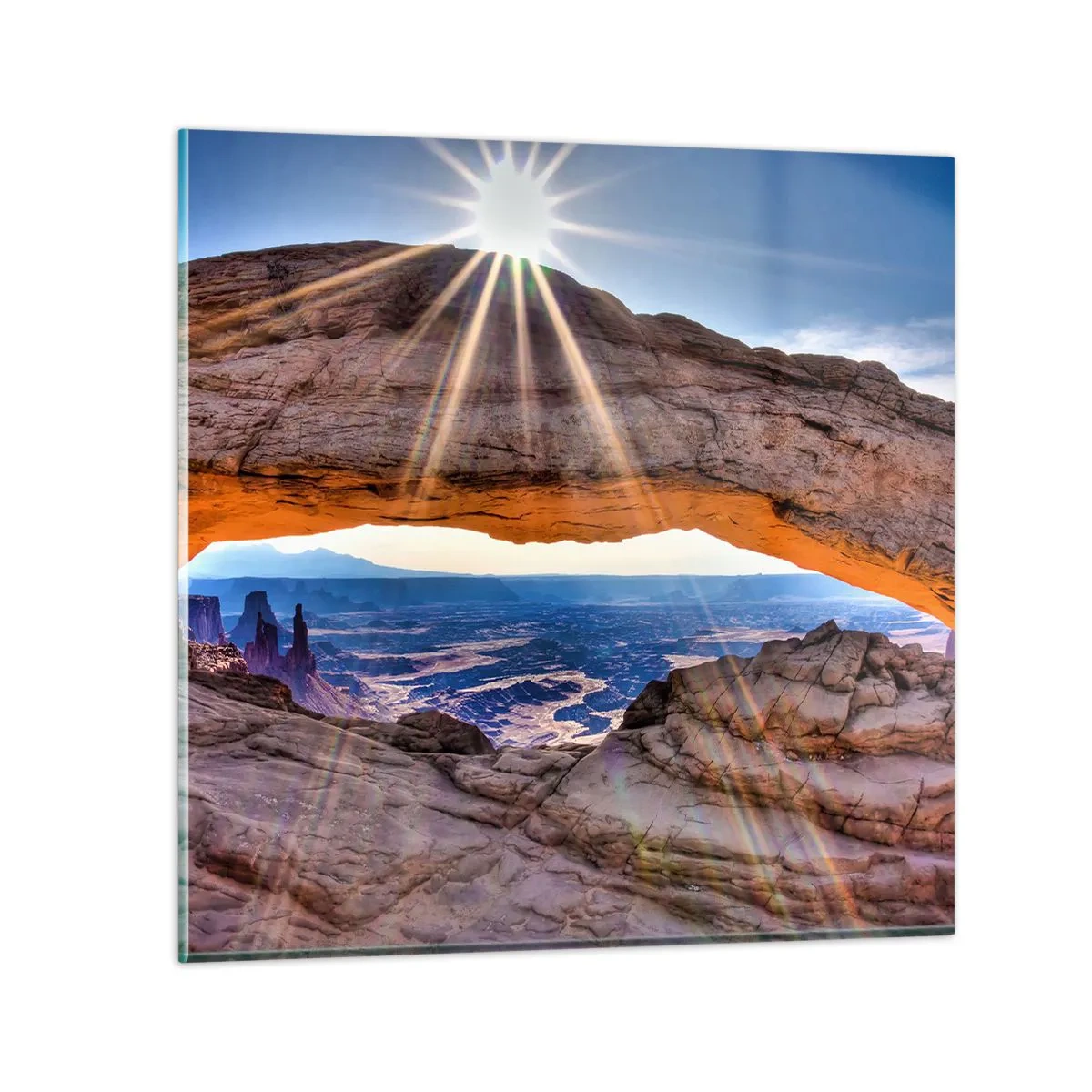 Quadro em vidro - Através do portão de pedra - 40x40 cm