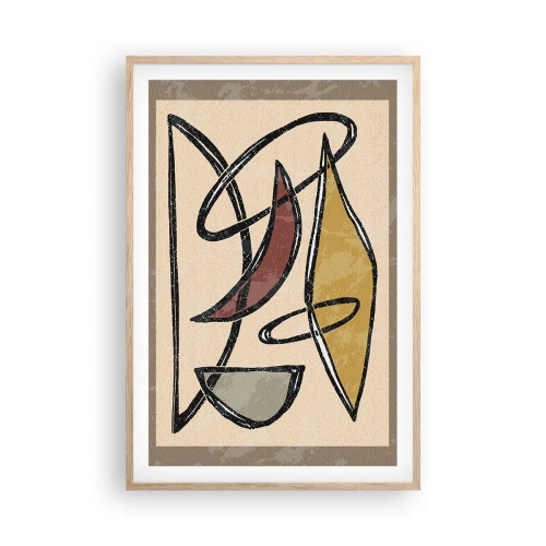 Pôster com moldura de carvalho claro - Composição – arcos e ovais - 61x91 cm