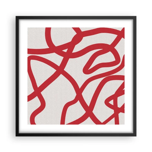 Pôster com moldura preta - Vermelho em branco - 50x50 cm