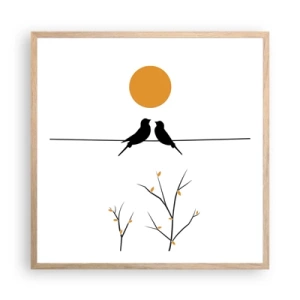 Pôster com moldura de carvalho claro - A noite dos rouxinóis - 60x60 cm