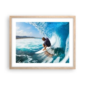 Pôster com moldura de carvalho claro - Dançando com as ondas - 50x40 cm