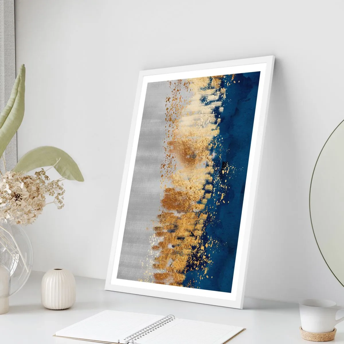 Pôster em moldura branca - Uma composição moderna com brilho - 70x100 cm