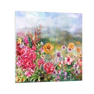 Quadro em vidro - O jardim que enlouqueceu - 30x30 cm